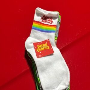 White Socks with Rainbow Design